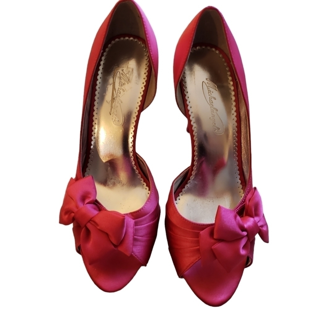 Michaelangelo "Mirabelle" satin heels